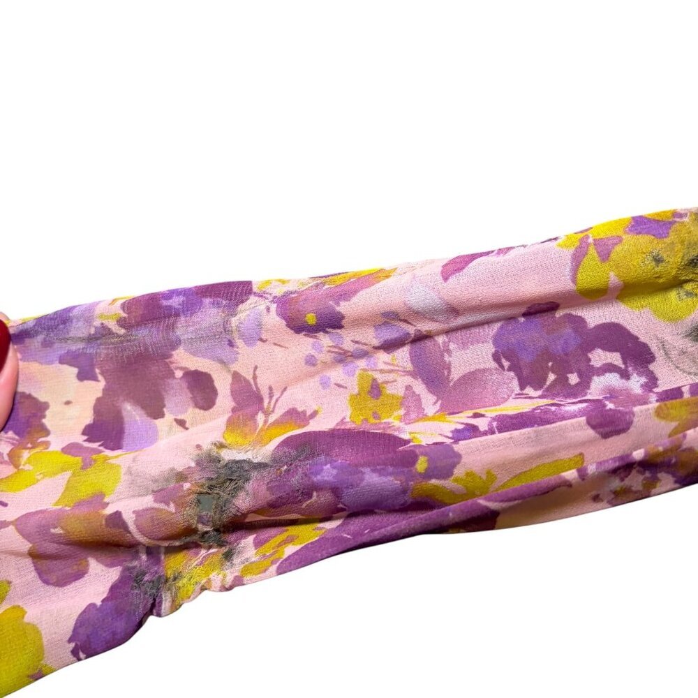 LDT Floral Goddess Open Back Maxi Gown Pink Purple Size 0 - Picture 10 of 11